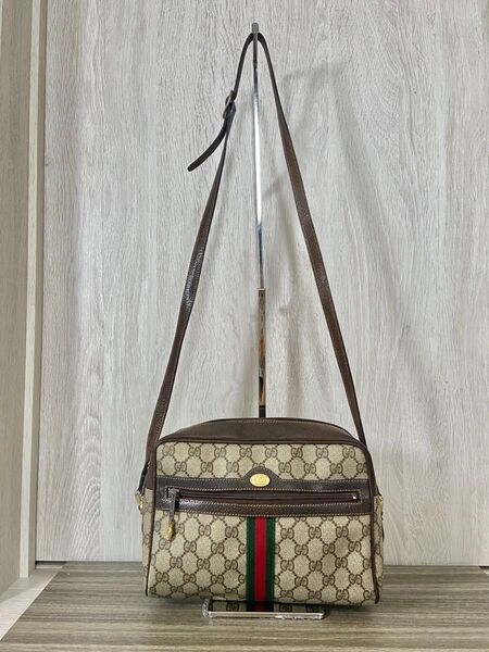 GUCCI ショルダーバッグ シェリーライン インターロッキング GG PVC レザー 斜めがけ 肩掛け