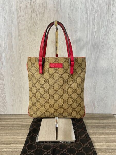 GUCCI ハンドバッグ GG柄 PVC レザー ピンク ベージュ ロゴプレート トートバッグ
