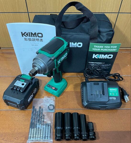KIMO コードレスインパクトレンチ セット 20V 4.0Ahバッテリー 550N.m 2600rpm【新品・動作確認済】
