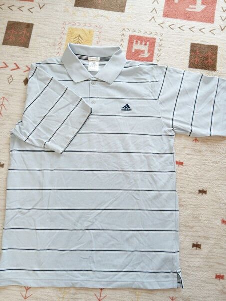 未使用品 adidas ポロシャツ 水色 メンズL寸