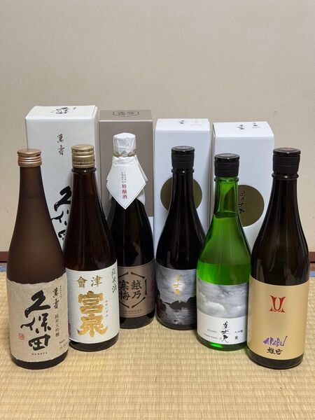 日本酒・焼酎計6本セット(久保田、宮泉、越乃寒梅、美丈夫、美丈夫、AKABU)