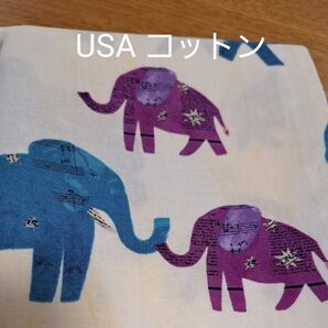 50×100 usa コットン ゾウの親子 ウィンダムファブリックス 薄手 生地はぎれ