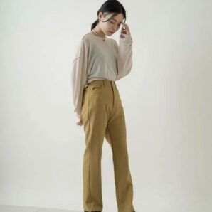 Kastane ハイウエストカラーバリエスラックスパンツ マスタード ベージュ パンツ web限定 レディース オールシーズンS