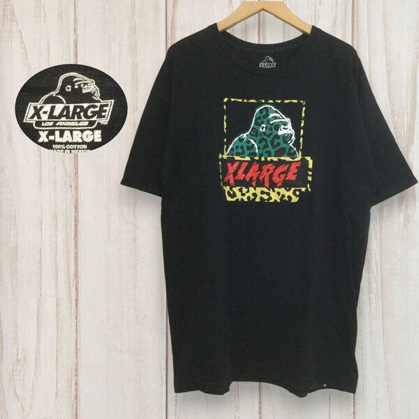 【エクストララージ 半袖プリントTシャツ】 ビッグロゴ 海外サイズ XL 黒 X-LARGE 古着