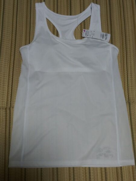 イオン カップ付タンクトップ脇メッシュ ブラトップ L ホワイト 新品 未使用 吸汗速乾