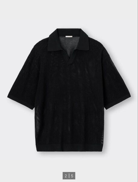 新品未使用品 GU メッシュニットポロシャツ XL ブラック 半袖