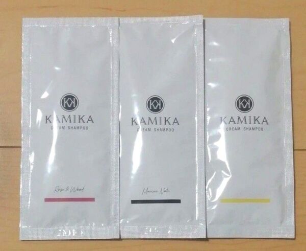 カミカ KAMIKA/クリームシャンプー/お試し3種/ローズ&ウッド他/25g×3包/ヘアケア/ダメージケア/旅行にも