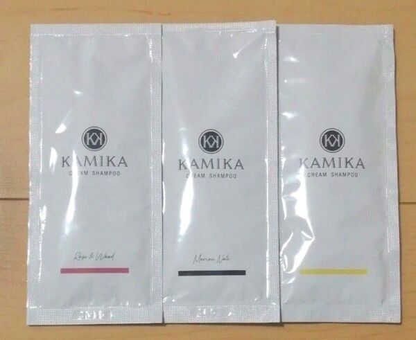 カミカ KAMIKA/クリームシャンプー/お試し25g×3種/ローズ&ウッド他/ヘアケア/ダメージケア/旅行にも