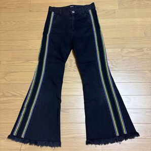 パメオポーズ フレアパンツ サイドライン ブラック レインボー PAMEOPOSE Y2K