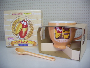 レア 非売品 1998年製◆森永 チョコボール キョロちゃん カップ ＆ スプーン◆陶器製 マグカップ 箱入り◆ピーナッツ ①