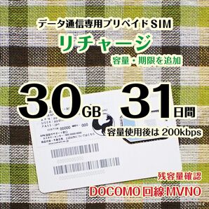 短期リチャージ・31日間30GB #冬狐堂