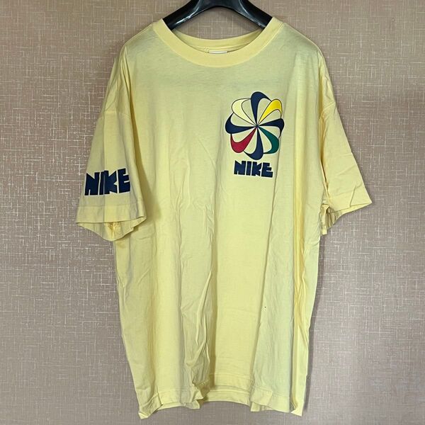 NIKE 風車ナイキ サンバースト ロゴ Tシャツ イエロー XXL 黄色 美中古 復刻 ゴツナイキ