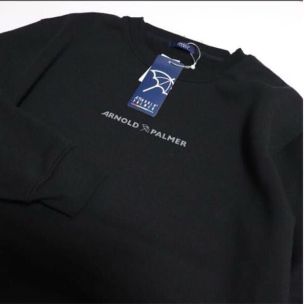 新品【ARNOLD PALMER】アーノルドパーマーメンズスウェットトレーナーXL(ブラック)暖かいフリース裏起毛