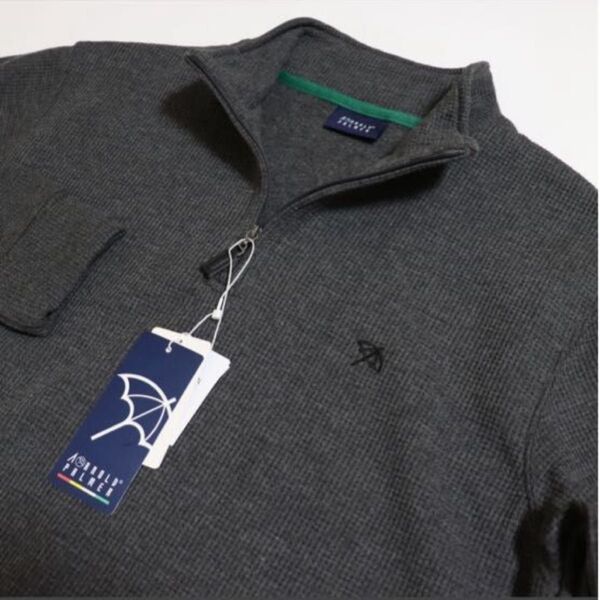 新品【ARNOLD PALMER】アーノルドパーマー裏起毛ハーフジップワッフルトレーナーXL(ダークグレー)暖かい濃灰