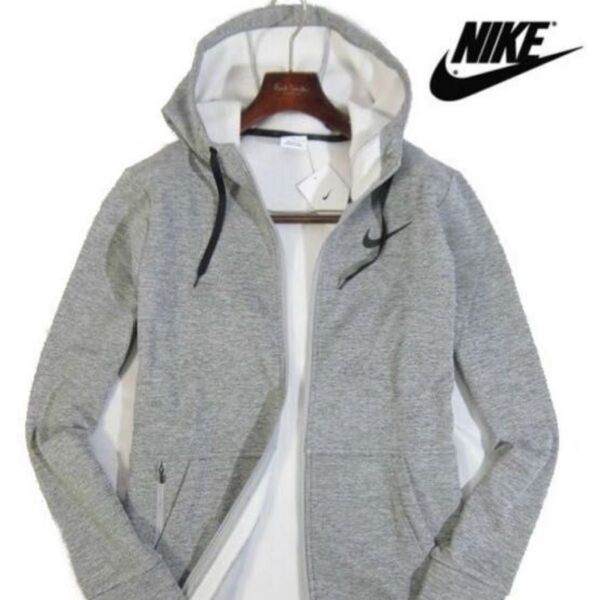 新品【NIKE】ナイキジップアップフーディーL(ダークグレーヘザー)裏起毛Nike Therma素材ジップアップパーカー速乾性
