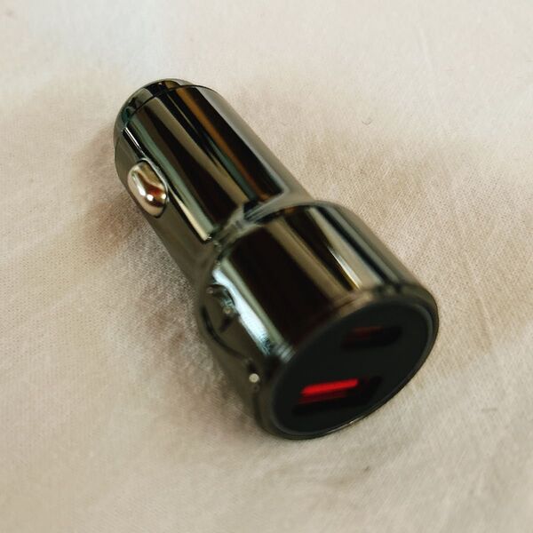 シガーソケット USB & USB-C カーチャージャー車 充電器 iPhone/Android/iPad対応 (ダークグレー)