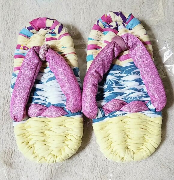 ハンドメイド 布草履 キッズ ラメ