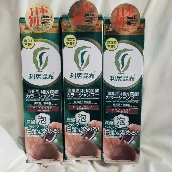 利尻昆布 炭酸カラーシャンプー ダークブラウン 3本 新品