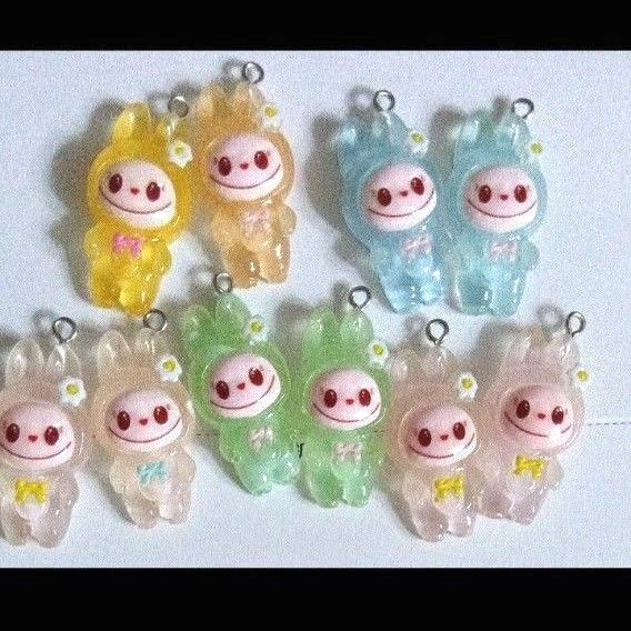 ラブブ 3点 セット 夜光 アクセサリー パーツ LABUBU クリアパーツ うさぎ