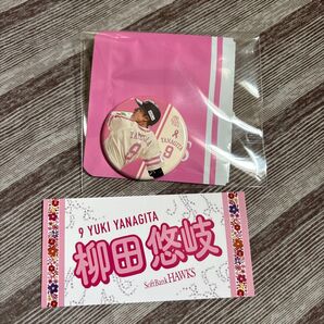 【柳田悠岐選手】2025年 ピンクフルデー 缶バッジ + ステッカー ソフトバンクホークス タカポイント