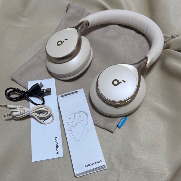 Anker Soundcore Space One ホワイト美品(ヘッドバンド・イヤーパッド カバー付)