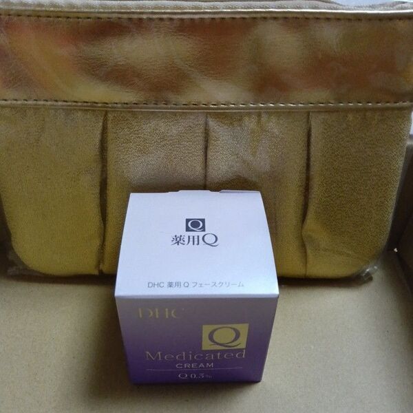 【クーポン可能】 DHC 薬用 Q フェイスクリーム 50g 金のポーチ(未使用品)