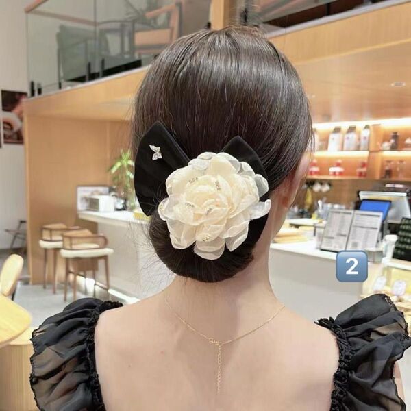 シュシュ ヘアアクセサリー フラワーかんざし お団子 ヘッドドレス 髪飾り 成人式 卒業式 バレッタ 浴衣髪飾り ワイヤー