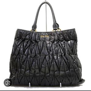 miumiu ミュウミュウマテラッセ 2WAY ハンドバッグショルダーバッグ ブラック