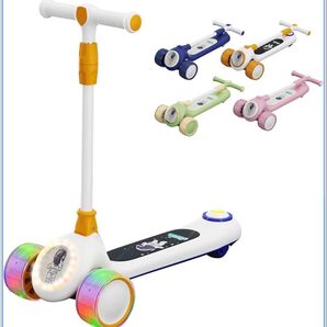 新品 子供用 光る キックボード キックスクーター 折り畳み式 キッズ 高さ調整