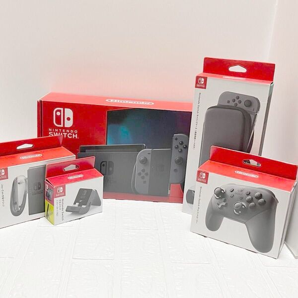 Nintendo Switch 任天堂 スイッチ バッテリー強化版 グレー プロコン 充電グリップ スタンド ケース セット