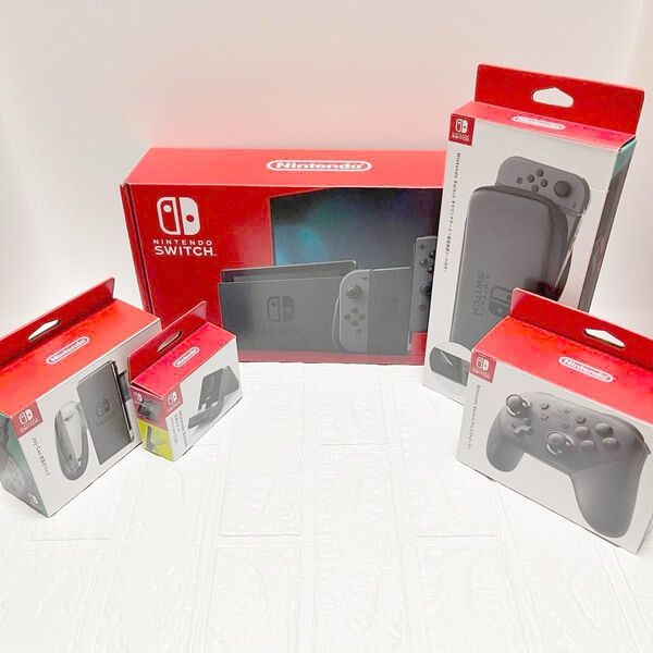 Nintendo Switch 任天堂 スイッチ バッテリー強化版 グレー プロコン 充電グリップ スタンド ケース セット