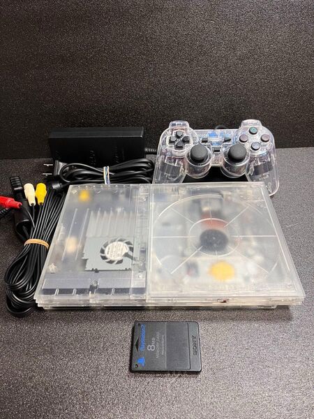 PS2 薄型 PlayStation2 クリスタルホワイト スケルトン 本体一式セット