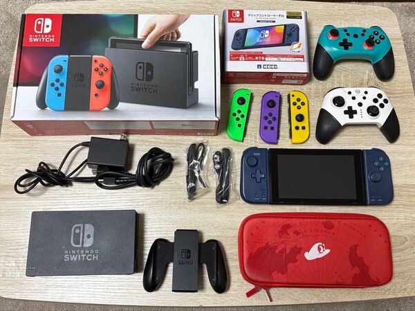 Switch Nintendo スイッチ 任天堂 ネオンブルー 初期化 ニンテンドースイッチ まとめセット プロコン ケース付き