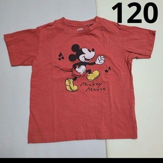 ディズニー ミッキー Tシャツ 120 ユニクロ 赤 遊び着 保育園幼稚園 半袖