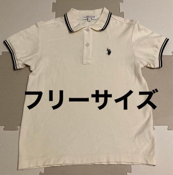 U.S.POLO ASSN. ライン入りワンポイント刺繍ポロシャツ フリーサイズ