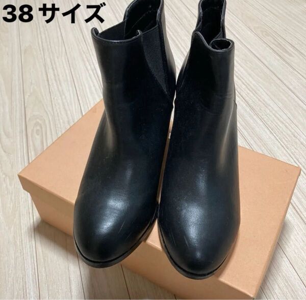 アクアガレージ ショートブーツ サイドゴア ブーティ 38サイズ ブラック 24cm 23.5cm