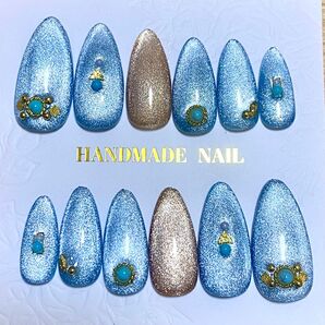 【接着テープ付き】ニュアンスネイル マグネット水色