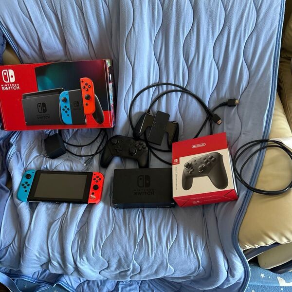 Nintendo Switch 本体 純正プロコントローラーと128GB SDカード付き!