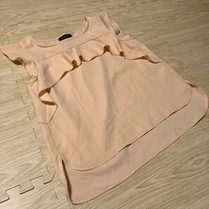 HUDSON HONEY ノースリーブトップス フリル サーモンピンク M しまむら