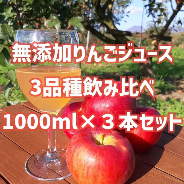 無添加りんごジュース 3品種飲み比べ 1000ml×3本セット 保存料不使用