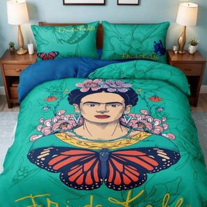 Frida Kahlo フリーダ・カーロ 寝具カバー3点セット 花柄 蝶々