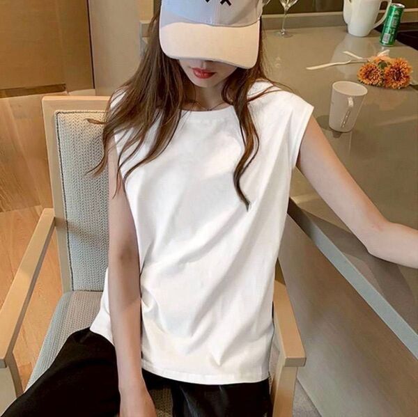 白Tシャツ 無地 フレンチスリーブ ゆったり 夏 体型カバー シンプル オシャレ