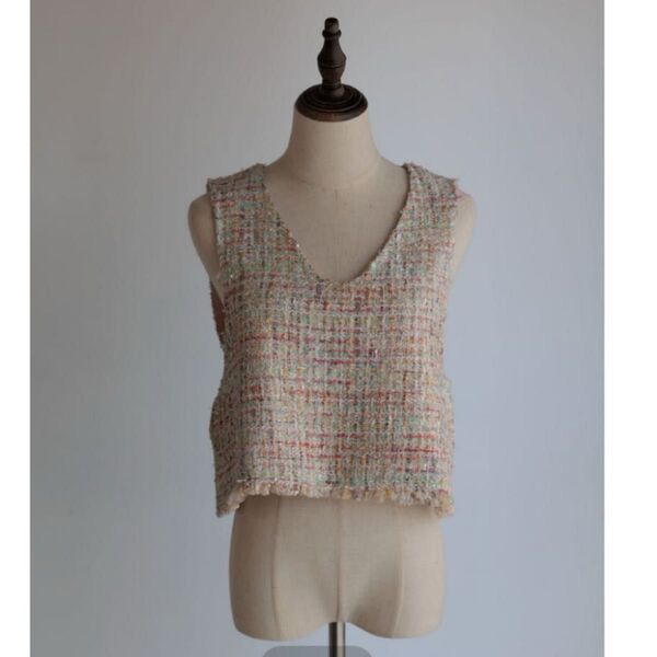 pois ツイードベスト tweed vest ジレ トップス