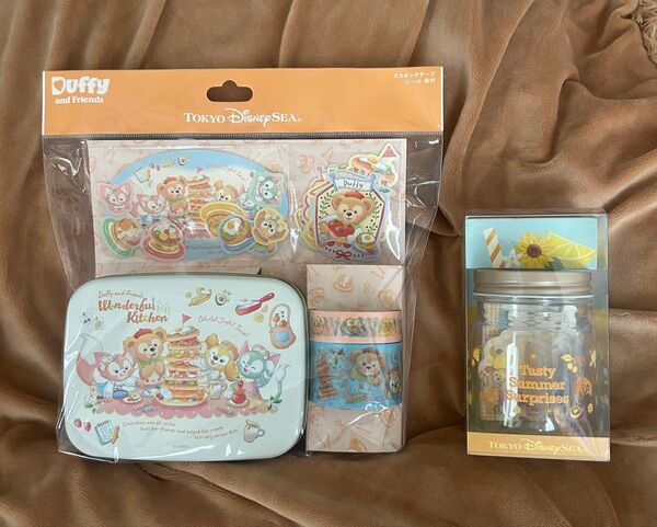 ディズニーシー ダッフィー&フレンズ ワンダフルキッチン マスキングテープ シール 缶 テイスティーサマーサプライズ メモ ふせん