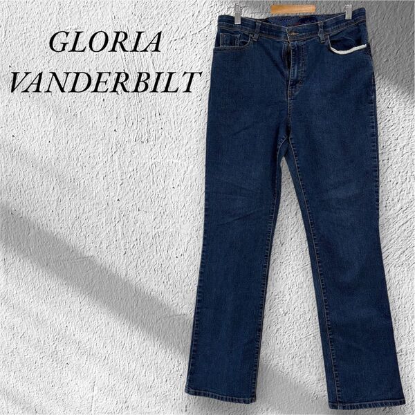 GLORIA VANDERBILT デニムパンツ ジーンズ ジーパン ブルーデニム デニム ストレート ワンポイント シンプル