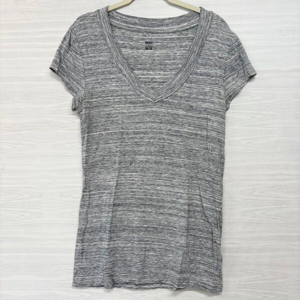 mossimo M カットソー 半袖カットソー トップス 半袖Tシャツ シンプル カジュアル グレー メランジ ヘザー柄 Vネック