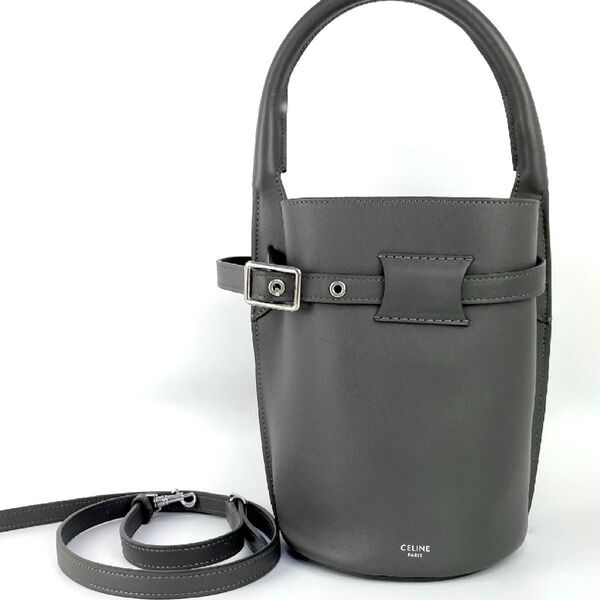 極美品 希少 CELINE セリーヌ ビッグバッグ 2way ナノ グレー レザー バケットナノ ショルダーバッグ ハンドバッグ