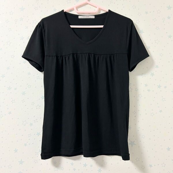 ベローチェ 半袖 無地 カットソー Tシャツ ブラック トップス 春夏 シンプル インナー