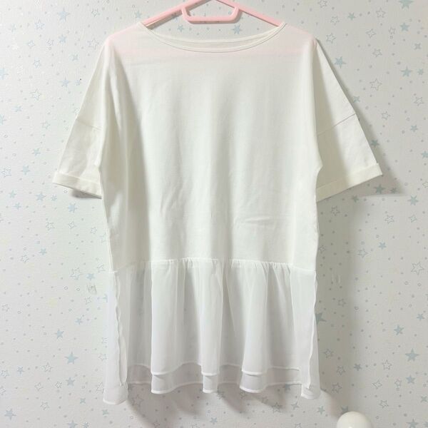半袖 Tシャツ チュニック ワンピース レイヤード カットソー ホワイト コットン 春夏 ゆったり 美品