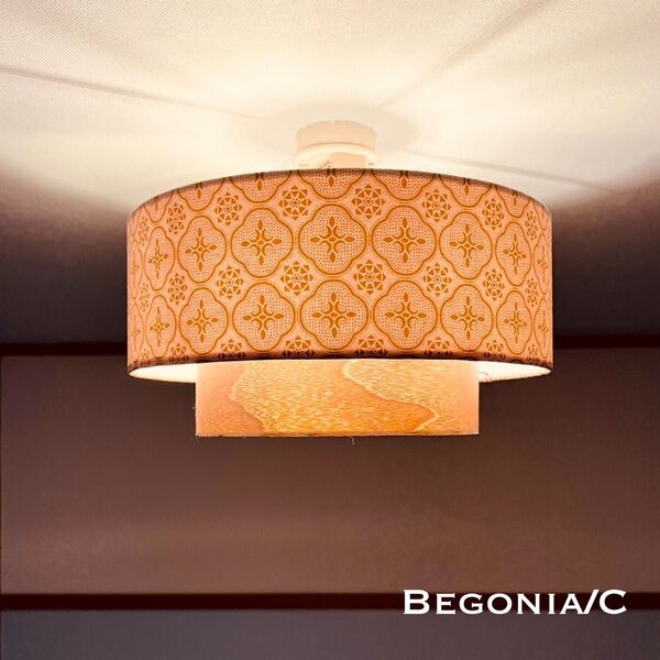 天井照明 Begonia/C シーリングライト 綿生地 木突板 ランプシェード 日本製 E26 LED レトロ 北欧 インテリア
